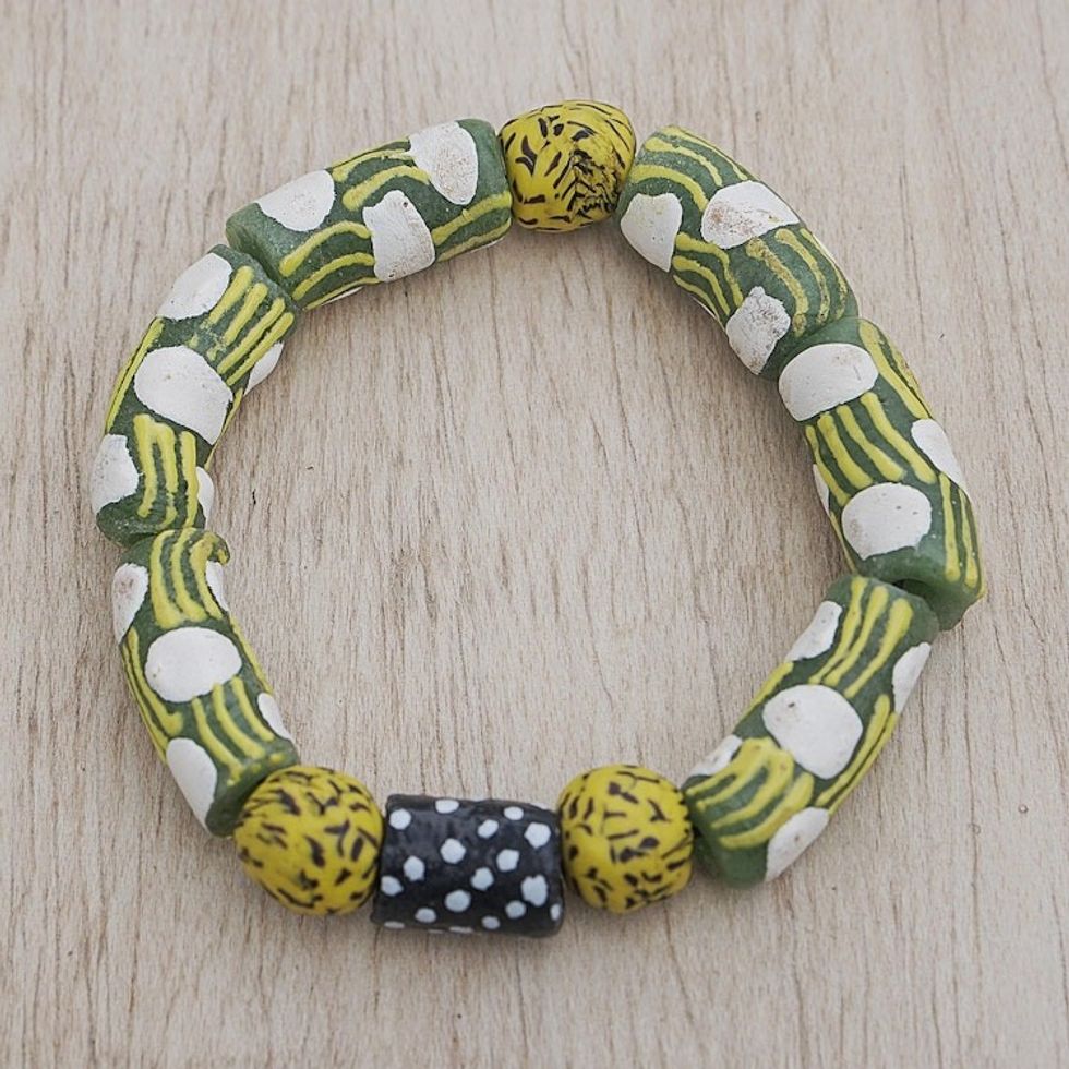 Green Eco-Friendly Beaded Bracelet 'Lively Spirit'