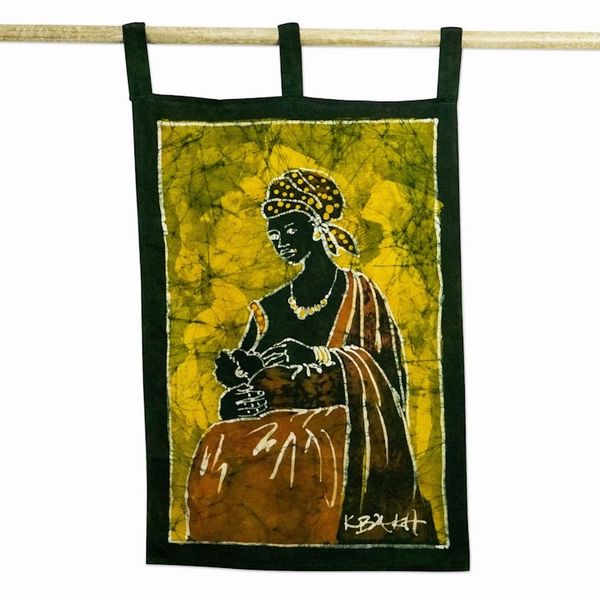 Alternate image for Mother and Child Batik Wall Hanging Baby, Dont Cry