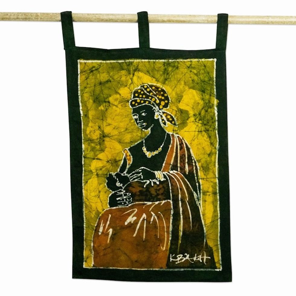 Mother and Child Batik Wall Hanging 'Baby, Don't Cry'