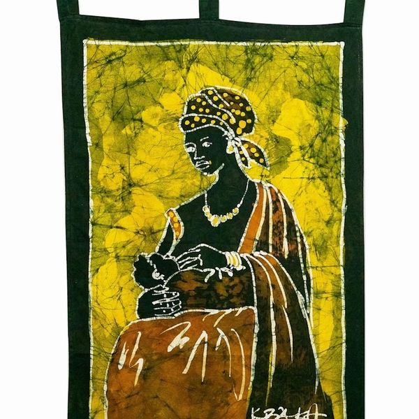 Alternate image for Mother and Child Batik Wall Hanging Baby, Dont Cry