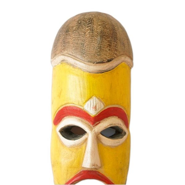 Alternate image for Handcrafted Yellow and Red African Sese Wood Mask Tikro