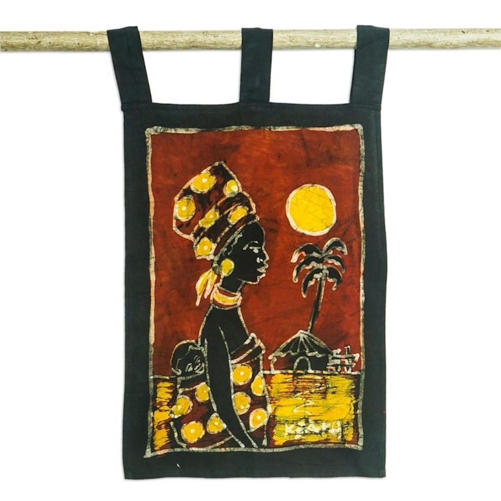 Traditional Cotton Wall Hanging of Mother and Child 'Mother Sun'