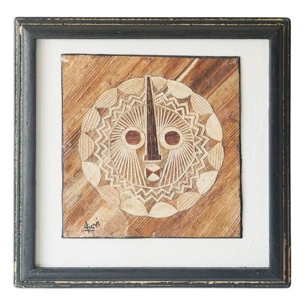 Alternate image for Natural Fiber Monkey Mask Wall Art Handcrafted in Ghana African Monkey Mask II