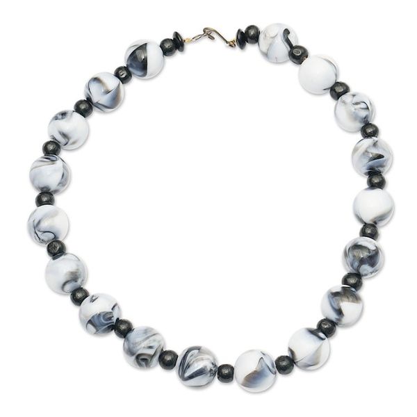 Alternate image for Sese Wood and Recycled Plastic Beaded Necklace from Ghana Sophisticated Forest