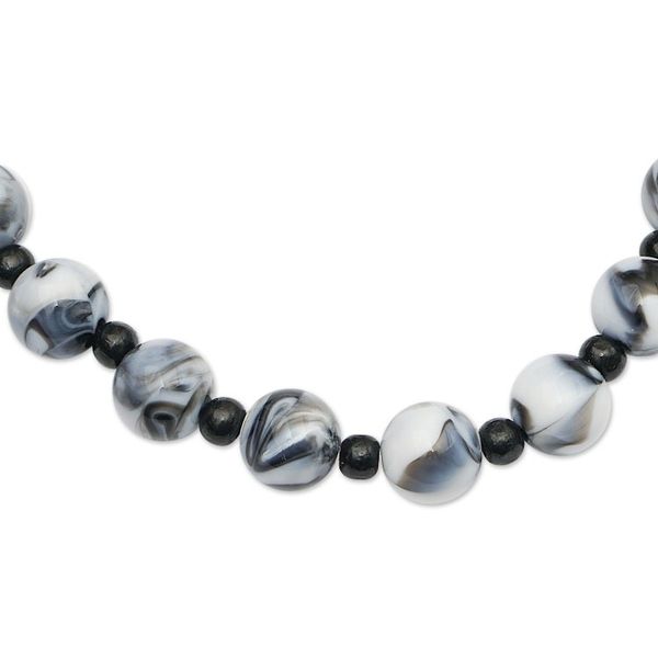 Alternate image for Sese Wood and Recycled Plastic Beaded Necklace from Ghana Sophisticated Forest