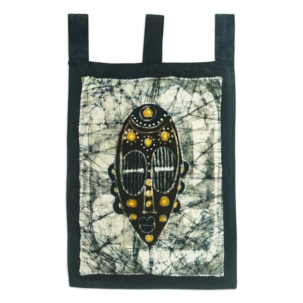 Batik Cotton Wall Hanging with Mask Motif 'Sika Mask'