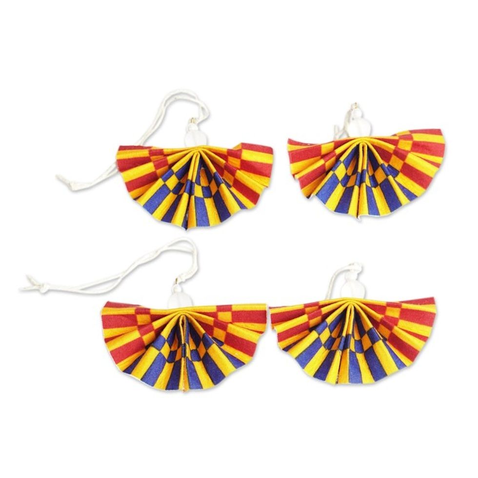Colorful Handmade Eco-Friendly Cotton Ornaments Set of 4 'Afafrantor'