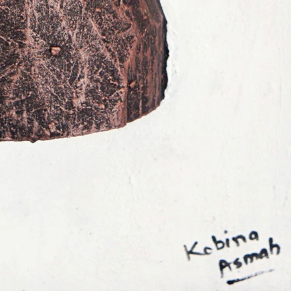 Alternate image for Ceramic and Wood Relief Wall Art of Nigerian Ife Head Bronze Head from Ife