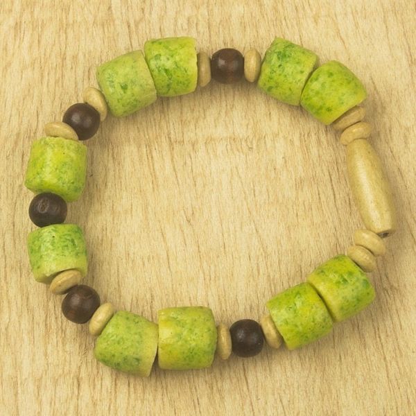 Alternate image for Green Beaded Stretch Bracelet from Ghana Sweet Lady