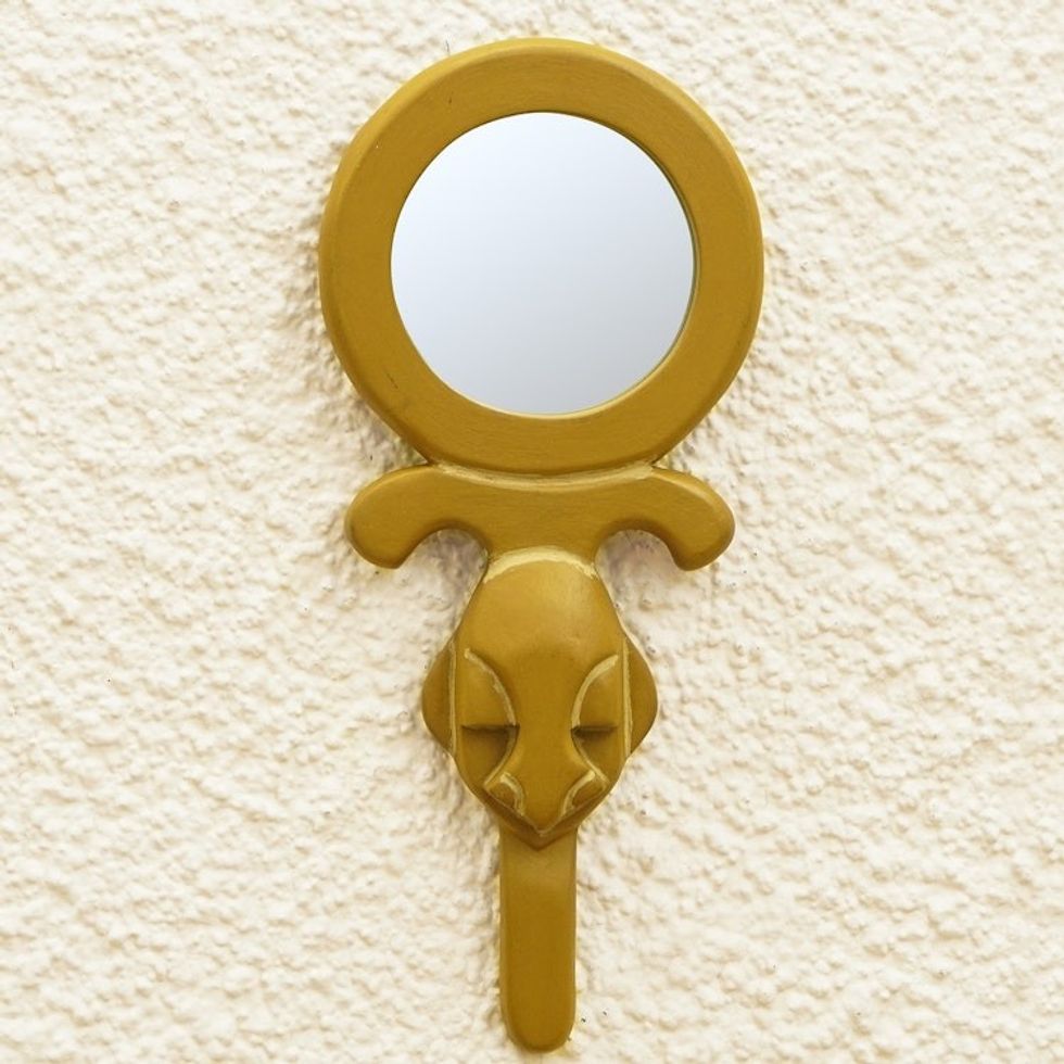 Hand Made Ofram Wood Wall Mirror 'Sikakokoo'