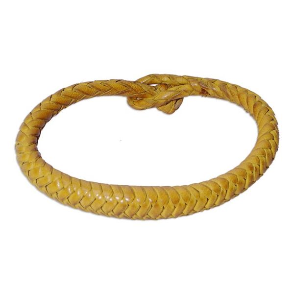 Alternate image for Handcrafted Braided Leather Bracelet in Yellow Yellow Grace
