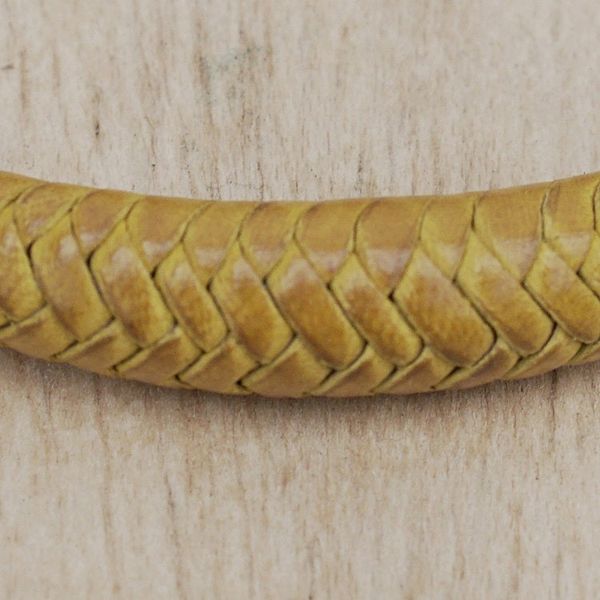 Alternate image for Handcrafted Braided Leather Bracelet in Yellow Yellow Grace