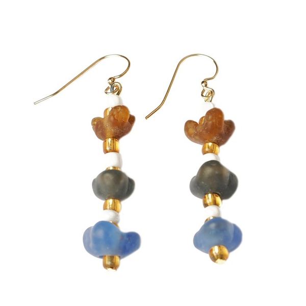Alternate image for Handcrafted Recycled Glass Beaded Dangle Earrings from Ghana Magical Feelings