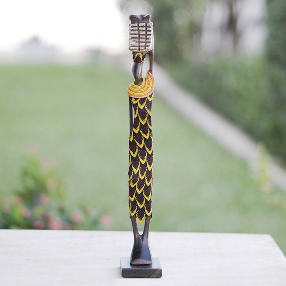 African Ebony Wood Statuette 'Obaapa I'