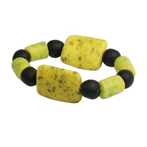 Alternate image for Artisan Made Recycled Glass Beaded Bracelet Dearest One