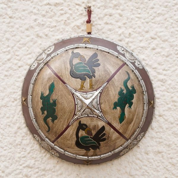 Alternate image for Hand-Painted Wood Wall Art with Embossed Aluminum Brass Kumbu II