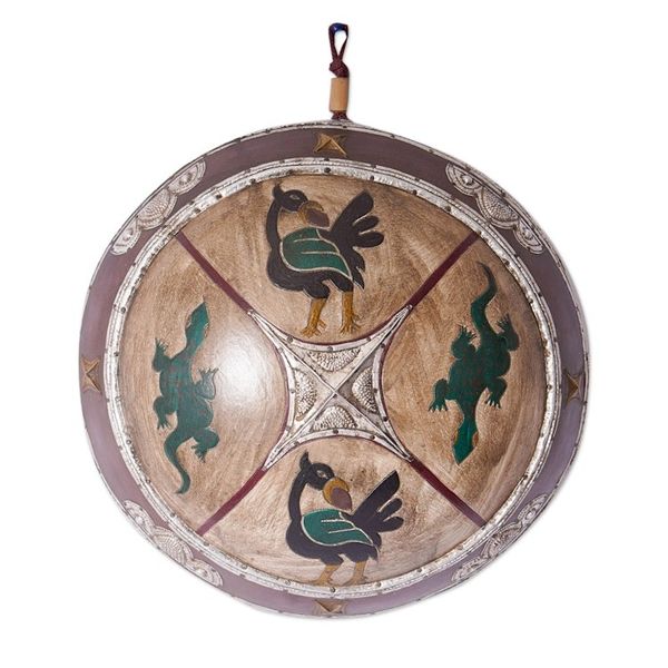 Alternate image for Hand-Painted Wood Wall Art with Embossed Aluminum Brass Kumbu II