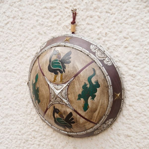 Alternate image for Hand-Painted Wood Wall Art with Embossed Aluminum Brass Kumbu II