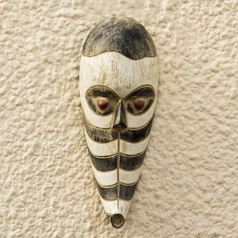 Sese Wood Zebra Mask from Ghana 'Zebra Totem'