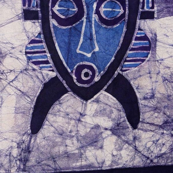 Alternate image for Ghanaian Hand-Painted Cotton Wall Hanging in Blue Hues Debidebi