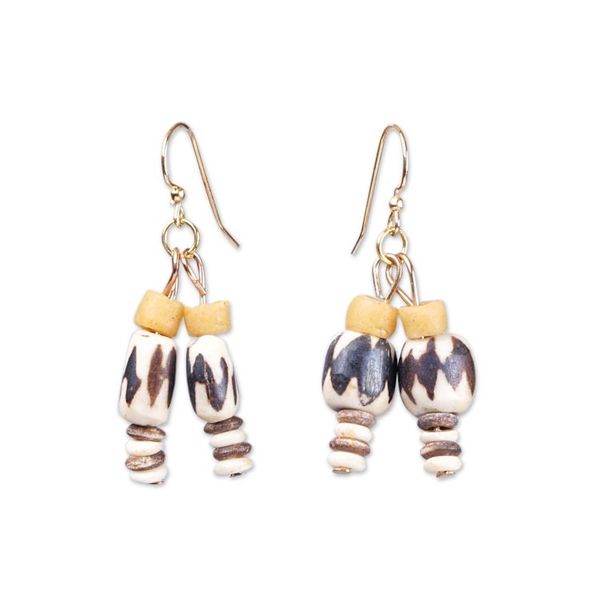 Alternate image for Eco-Friendly Recycled Glass Beaded Dangle Earrings Inner Lady