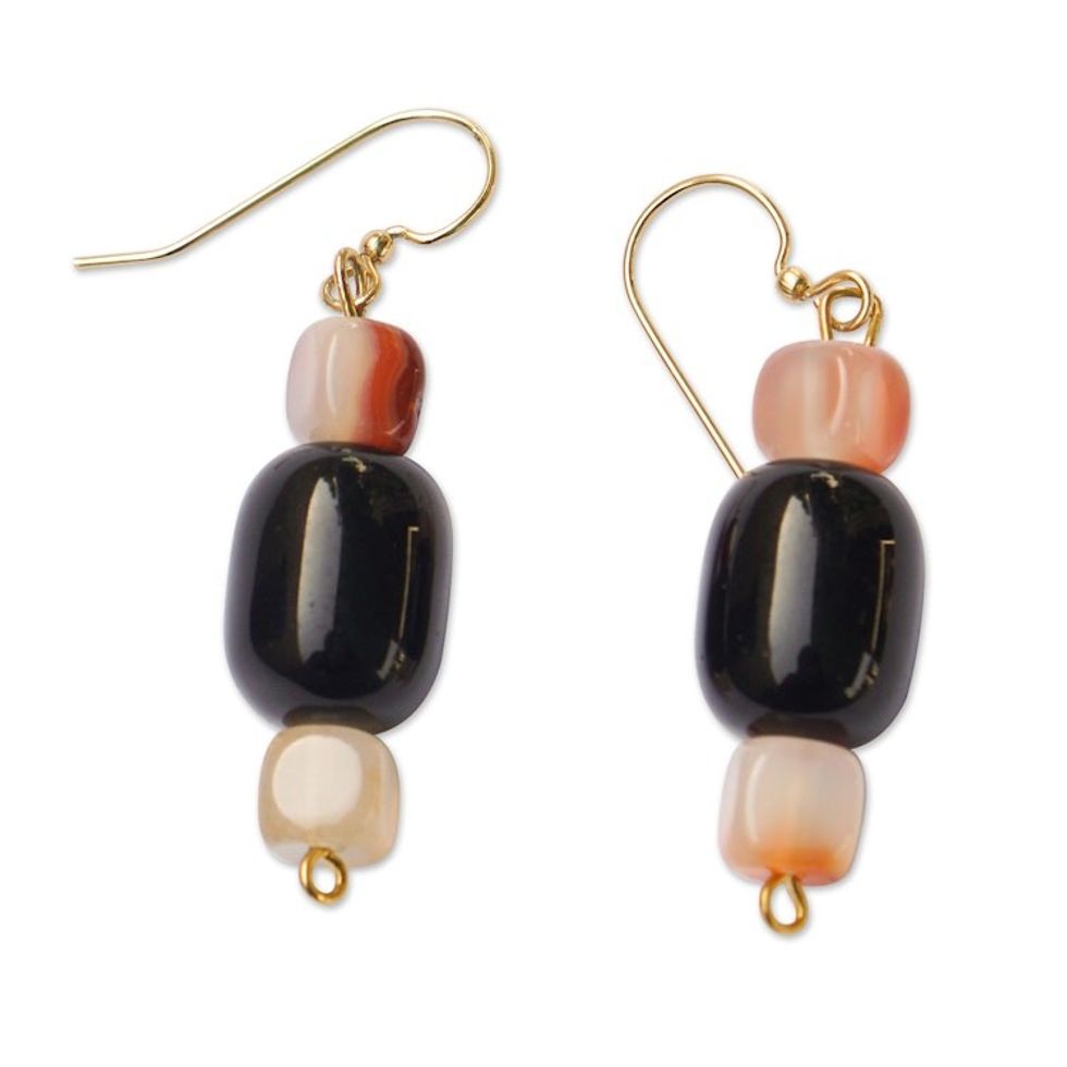 Recycled Glass Beaded Dangle Earrings Crafted in Ghana 'Divine Present'