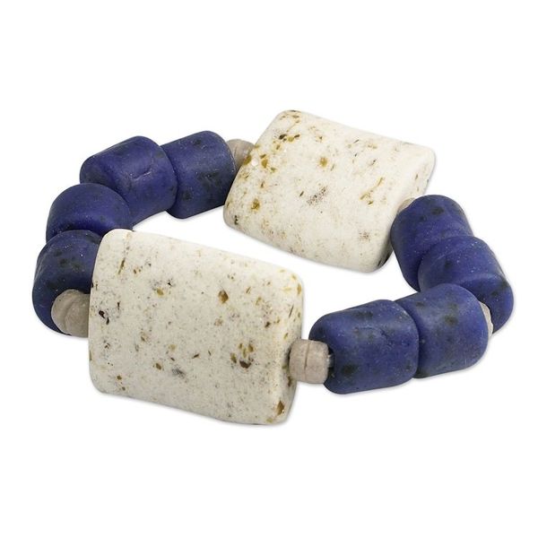 Alternate image for Handcrafted Recycled Glass Beaded Bracelet Seven Virtues