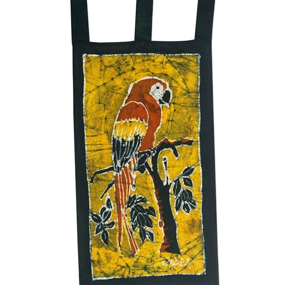Batik Cotton Parrot-Themed Wall Hanging 'Akoo'