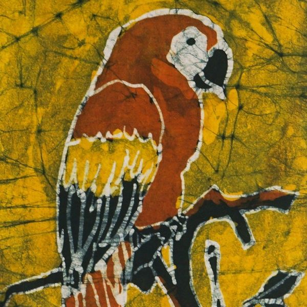 Alternate image for Batik Cotton Parrot-Themed Wall Hanging Akoo