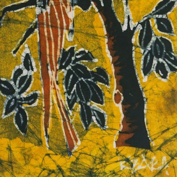 Alternate image for Batik Cotton Parrot-Themed Wall Hanging Akoo