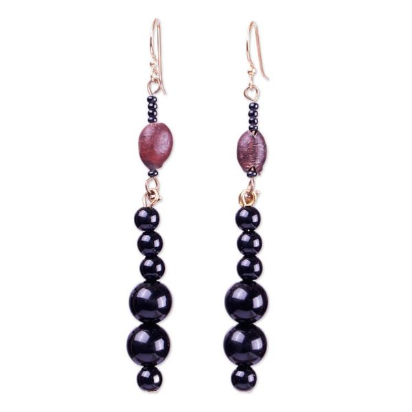 Alternate image for Black and Brown Plastic and Glass Beaded Dangle Earrings Twilight Dame