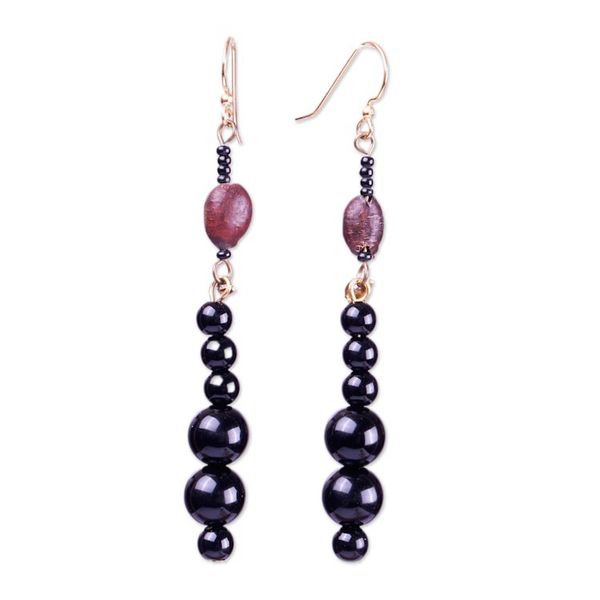 Alternate image for Black and Brown Plastic and Glass Beaded Dangle Earrings Twilight Dame