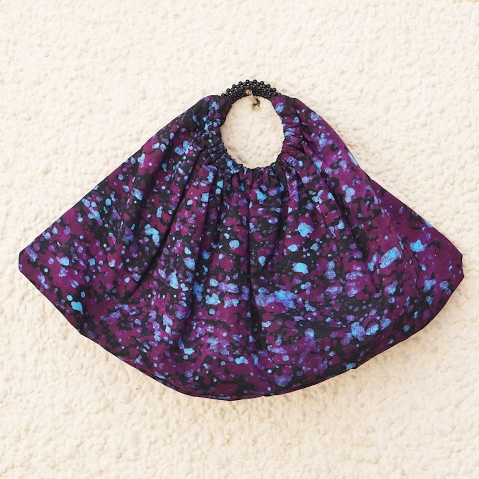 Handmade Batik Cotton Hobo Bag with Vibrant Splatter Motifs 'Vibrant Nuse'