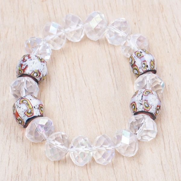 Alternate image for Clear White Recycled Crystal and Trade Beaded Bracelet Glorious Soul