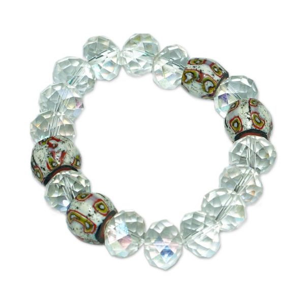 Alternate image for Clear White Recycled Crystal and Trade Beaded Bracelet Glorious Soul