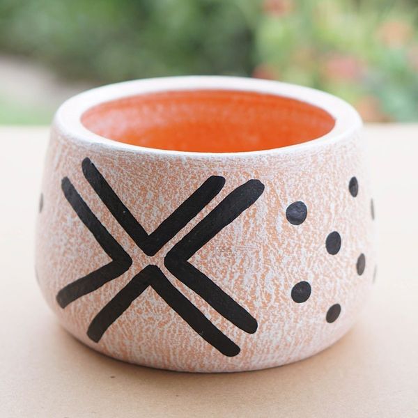 Alternate image for White and Black Distressed Ceramic Decorative Flower Pot Gboane I