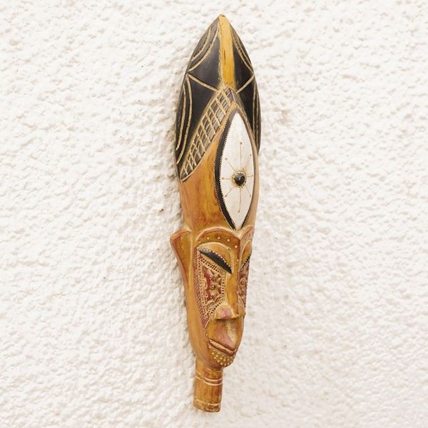 Alternate image for Hand-Painted African Sese Wood Mask with Brass and Aluminum Amahle