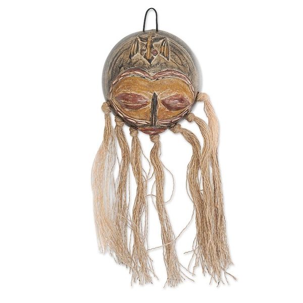 Alternate image for Hand-Painted Traditional African Calabash Mask from Ghana Ghanas Reflections