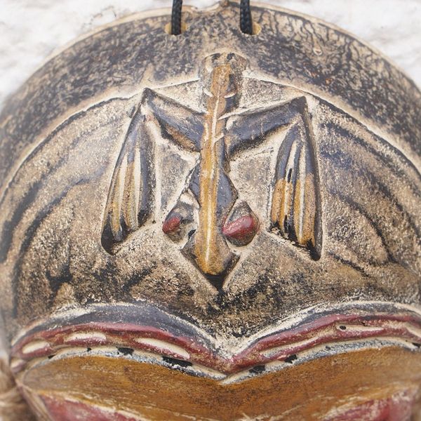 Alternate image for Hand-Painted Traditional African Calabash Mask from Ghana Ghanas Reflections