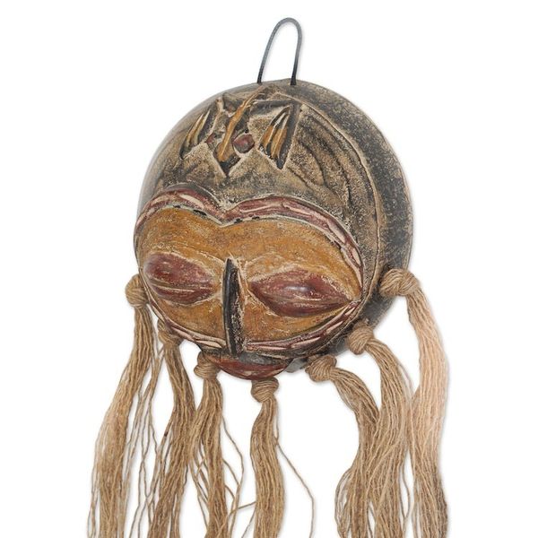 Alternate image for Hand-Painted Traditional African Calabash Mask from Ghana Ghanas Reflections