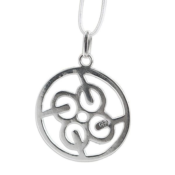Alternate image for Sterling Silver Round Pendant with Abstract Icon from Ghana Wealth Core