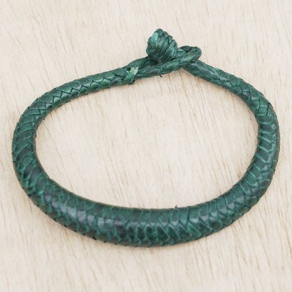 Alternate image for Handcrafted Braided Leather Bracelet in Green Greenish Grace