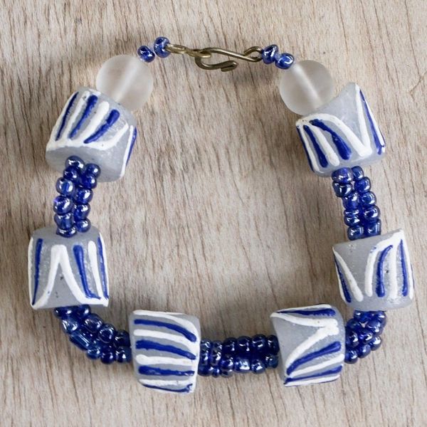 Alternate image for Eco-Friendly Blue and White Beaded Bracelet Time Capsule