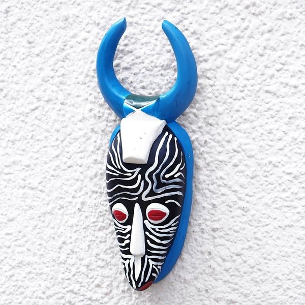 Alternate image for Baule Warrior from Cote dIvoire Hand-Painted Wood Mask Horn Warrior