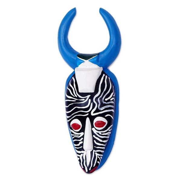 Alternate image for Baule Warrior from Cote dIvoire Hand-Painted Wood Mask Horn Warrior