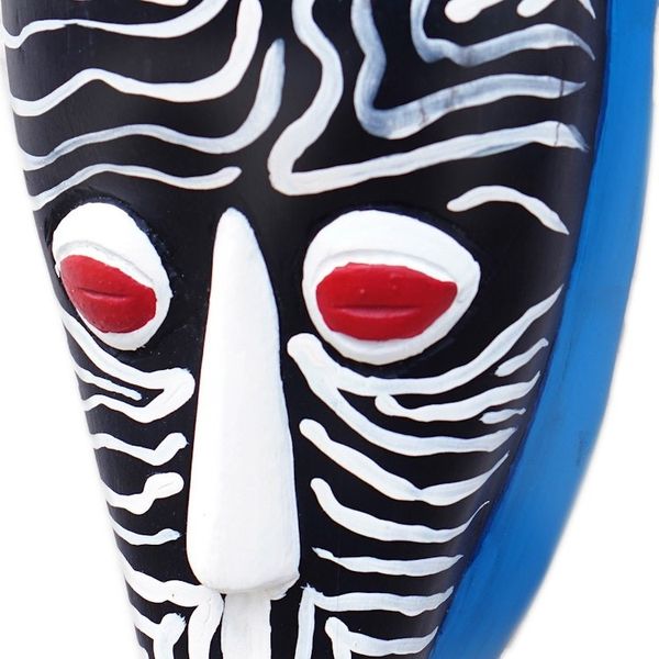 Alternate image for Baule Warrior from Cote dIvoire Hand-Painted Wood Mask Horn Warrior