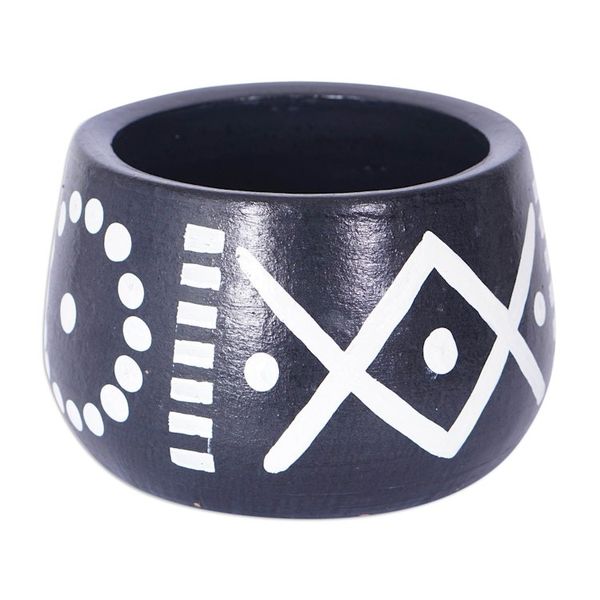 Alternate image for Geometric-Themed Black White Ceramic Decorative Flower Pot Gboane II