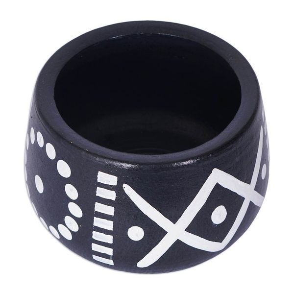 Alternate image for Geometric-Themed Black White Ceramic Decorative Flower Pot Gboane II