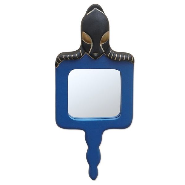 Alternate image for Blue Ofram Wood Wall Mirror Queen Amina