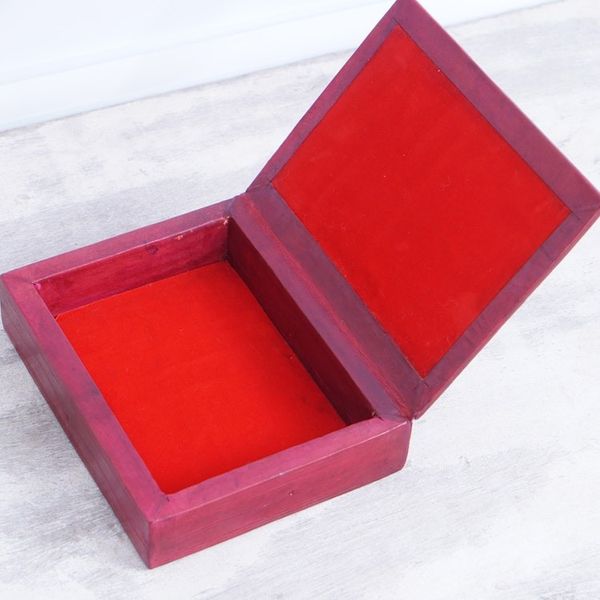 Alternate image for Handcrafted Red Leather and Sese Wood Jewelry Box from Ghana Passionate Secret